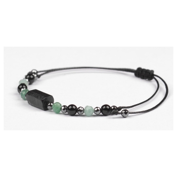 Bransoletka celebrytka czarny TURMALIN SZMARAGD HEMATYT ochrona i optymizm